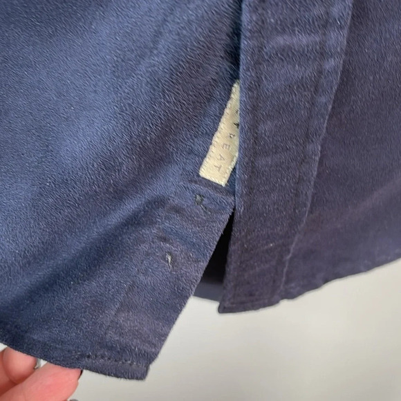 VINTAGE 90s Retreat Men’s Navy Blue Chamois  Microfibre Boxy Shirt Size M 15.5 - Picture 6 of 13